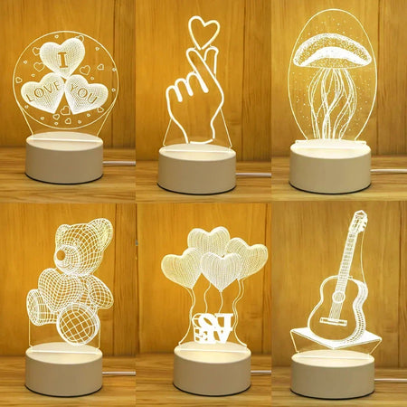 Romantic Love 3D Led Lamp for Home Kids Children's Night Light