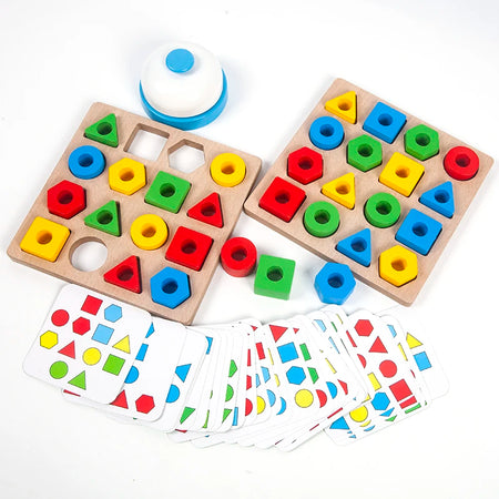 Wooden Baby Toys Geometric Shape Color Matching 3D Puzzle Board